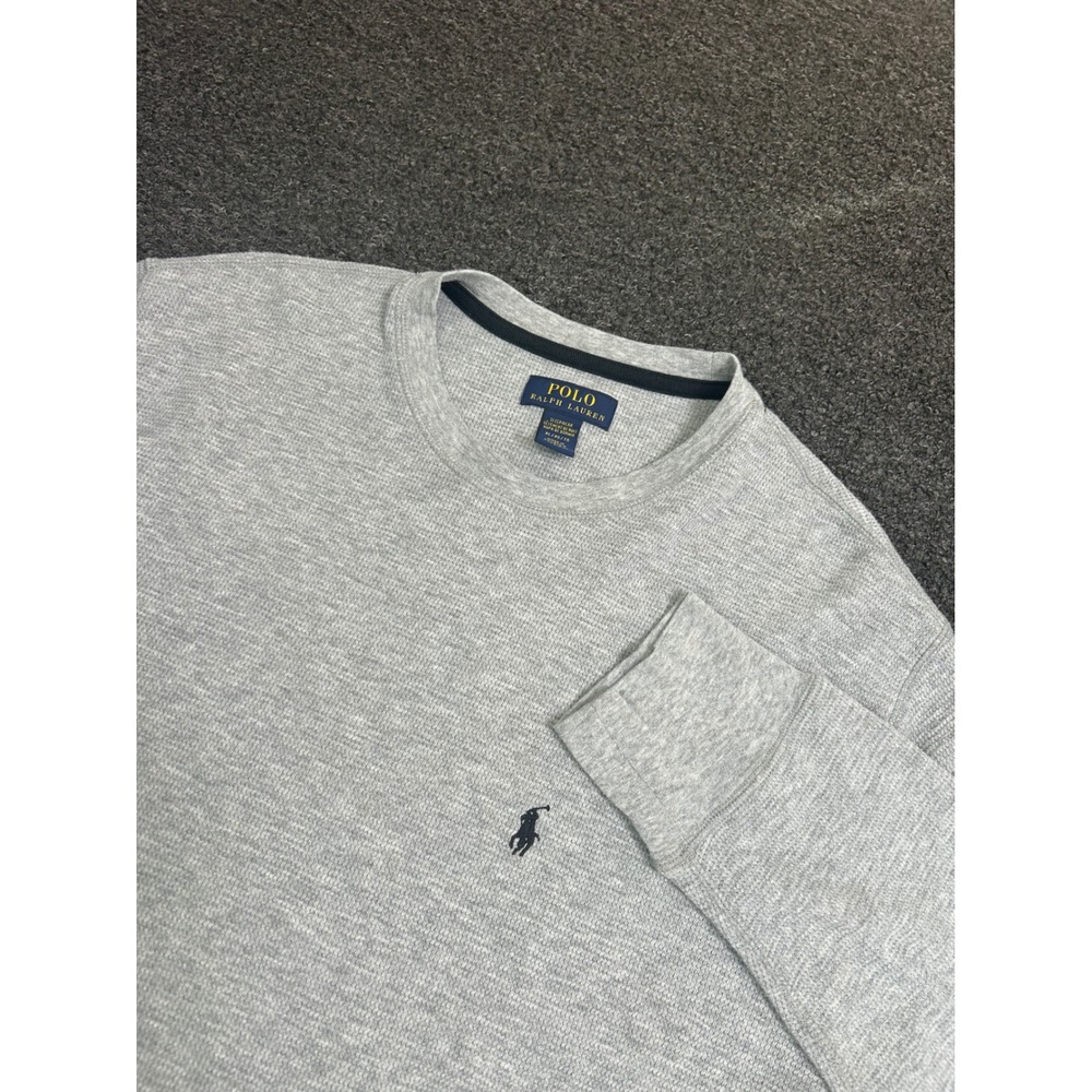 Polo Ralph Lauren Sleepwear Waffle Knit Shirt Gray Mens XL Thermal Long Sleeve